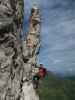 Tschirpen-Klettersteig: Carmen im Einstieg