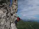 Tschirpen-Klettersteig: Carmen im Einstieg