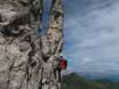 Tschirpen-Klettersteig: Carmen im Einstieg