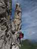 Tschirpen-Klettersteig: Carmen im Einstieg