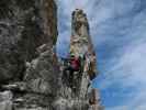 Tschirpen-Klettersteig: Carmen im Einstieg