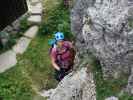 Turmstein-Klettersteig: Sabine im Einstieg