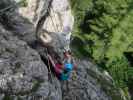 Turmstein-Klettersteig: Sabine in der Schlüsselstelle