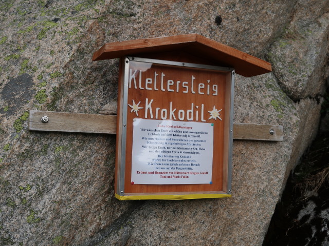 Krokodil-Klettersteig: Einstiegstafel (28. Juli)