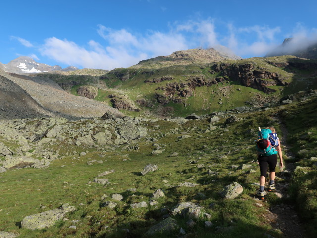 Angela am Weg 902 im Riffltal (4. Aug.)