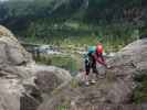 Holderli-Seppl-Klettersteig: Angela zwischen erster und zweiter Brücke (4. Aug.)