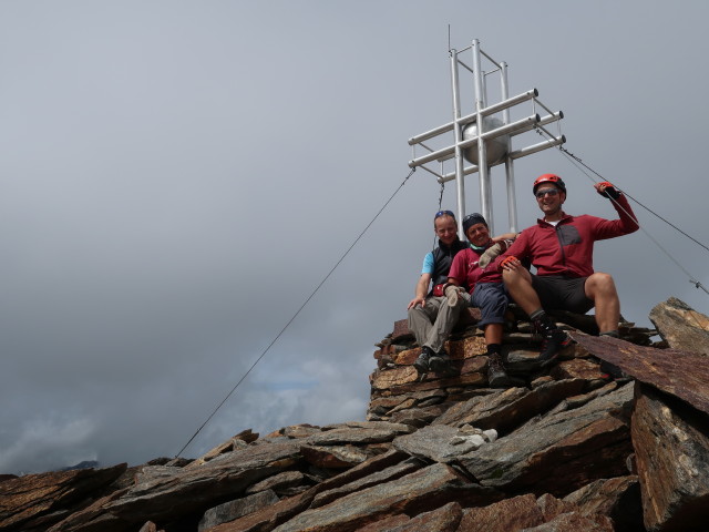 Christoph, Gudrun und ich am N&ouml;rdlichen Ramolkogel, 3.427 m (11. Aug.)