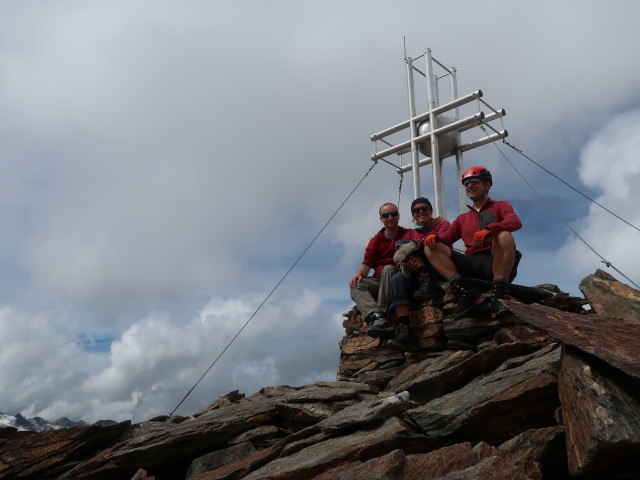 Christoph, Gudrun und ich am N&ouml;rdlichen Ramolkogel, 3.427 m (11. Aug.)