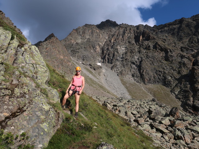 Kleinbärenzinne-Klettersteig: Evelyn im Abstieg (15. Aug.)