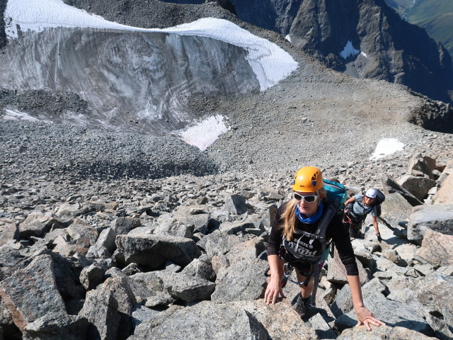 Evelyn und Bernadette am Westgrat der Hohen Geige (16. Aug.)