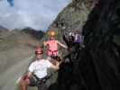 Kleinbärenzinne-Klettersteig: Ich, Evelyn und Bernadette im Ausstieg (15. Aug.)