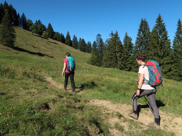 Sabine und Romy zwischen Unterfluhalpe und Sattelalpe (30. Sep.)