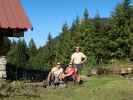 Romy, Sabine und ich auf der Unterfluhalpe, 1.180 m (30. Sep.)