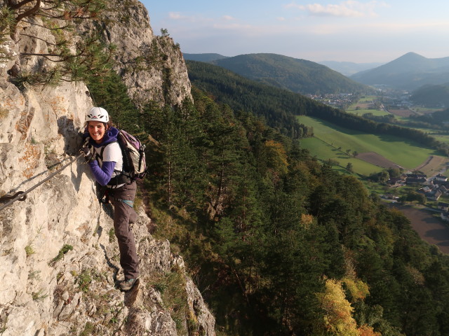 Pittentaler Klettersteig: Ursula in der ersten Querung