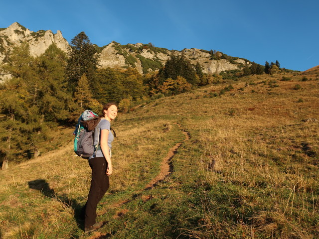 Sabine am Weg 613 zwischen Bacheralm und Arlingsattel (6. Okt.)