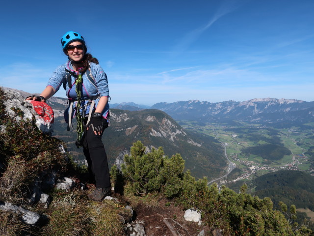 Wildfrauen-Klettersteig: Sabine zwischen Frauenmauer und Bosruck (6. Okt.)