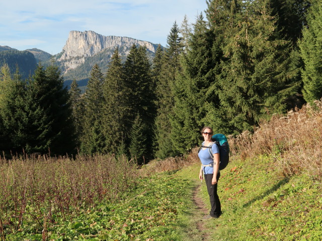 Sabine am Weg 610 zwischen Lahnerkogel und Fuchsalm (6. Okt.)