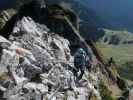 Wildfrauen-Klettersteig: Sabine zwischen Einstieg und Frauenmauer (6. Okt.)