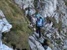 Wildfrauen-Klettersteig: Sabine zwischen Einstieg und Frauenmauer (6. Okt.)