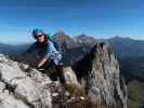 Wildfrauen-Klettersteig: Sabine zwischen Frauenmauer und Bosruck (6. Okt.)