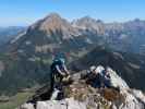 Wildfrauen-Klettersteig: Sabine zwischen Frauenmauer und Bosruck (6. Okt.)