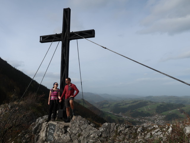 Sabine und ich auf der Haselsteinwand, 904 m