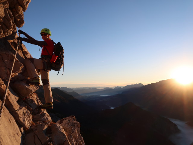 Bert-Rinesch-Klettersteig: Carmen zwischen Einstieg und Affensch&auml;del