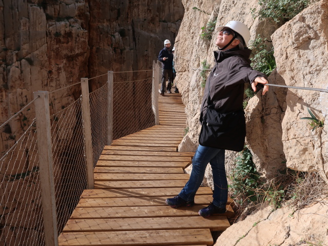 Caminito del Rey: Sabine nach der H&auml;ngebr&uuml;cke (23. Nov.)