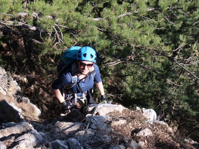 Gebirgsvereins-Klettersteig: Sabine im Braunerwandl