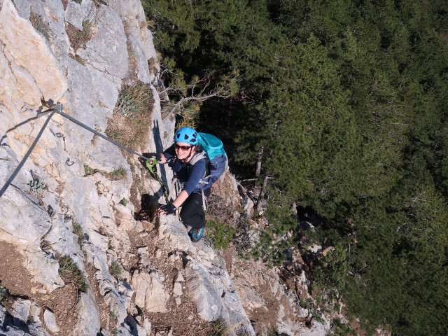 Gebirgsvereins-Klettersteig: Sabine in der Weningerwand