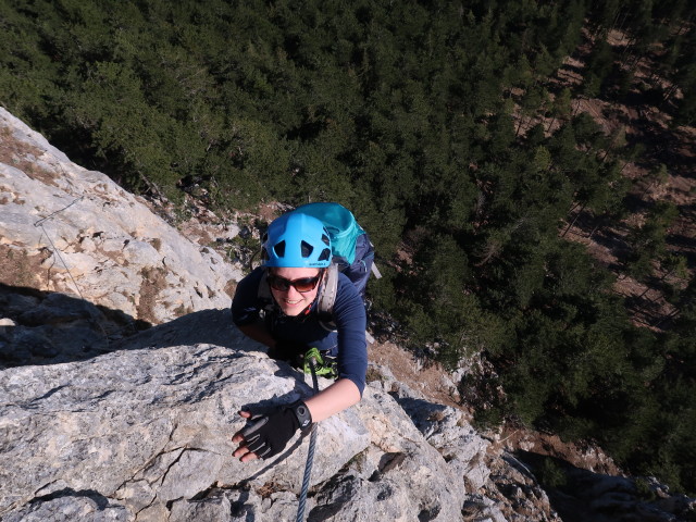 Gebirgsvereins-Klettersteig: Sabine in der Weningerwand
