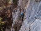 Gebirgsvereins-Klettersteig: Sabine in der Headwall