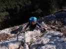 Gebirgsvereins-Klettersteig: Sabine in der Headwall