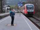 Sabine im Bahnhof Grünbach am Schneeberg, 557 m