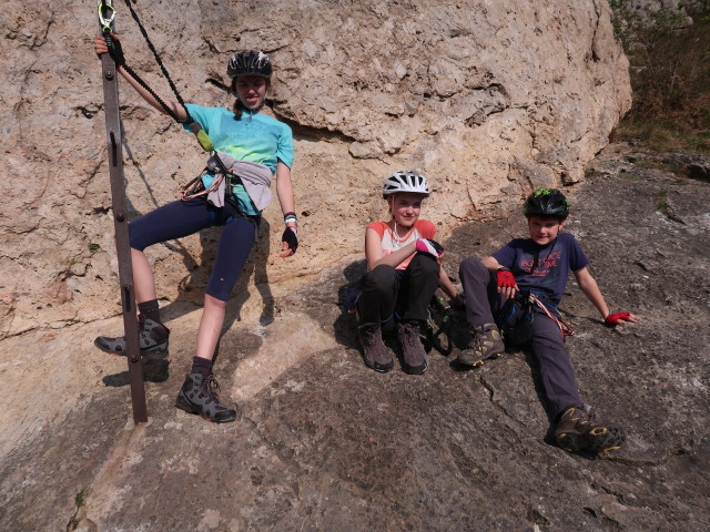 Pittentaler Klettersteig: Anja Liv, Katja Lin und Tim beim Einstieg