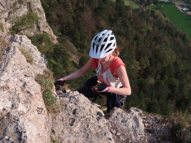 Pittentaler Klettersteig: Katja Lin im Ausstieg