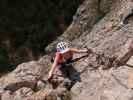 Pittentaler Klettersteig: Katja Lin in der Schlüsselstelle