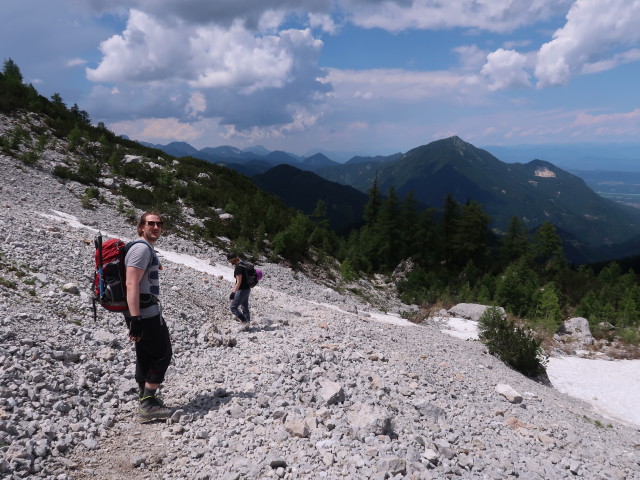 Thomas und Birgit zwischen ÖTK-Klettersteig und Mejniksattel