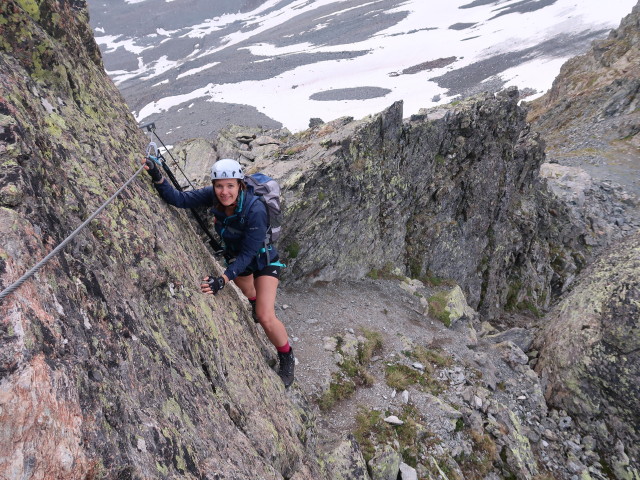 Pfannknecht-Klettersteig: Ursa im Einstieg (21. Juli)