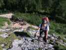 Pisciadù-Klettersteig: Ronald in der Einstiegswand (3. Aug.)