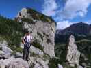 Pisciadù-Klettersteig: Ronald zwischen Einstiegswand und Haupteinstieg (3. Aug.)