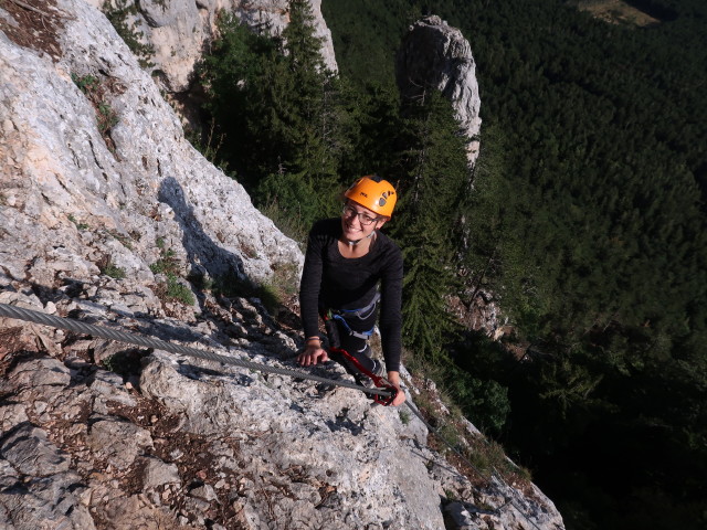 Gebirgsvereins-Klettersteig: Kathrin in der Headwall