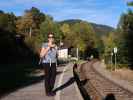 Sabine im Bahnhof Grünbach am Schneeberg Kohlenwerk, 646 m