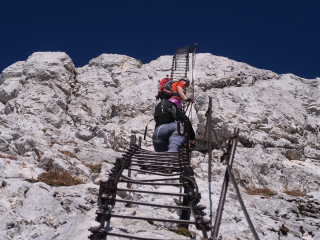 Via Ferrata Scala A. Pipan: Thomas und Birgit auf der Leiter (12. Okt.)