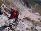 Via Ferrata Scala A. Pipan: Birgit auf der Leiter (12. Okt.)