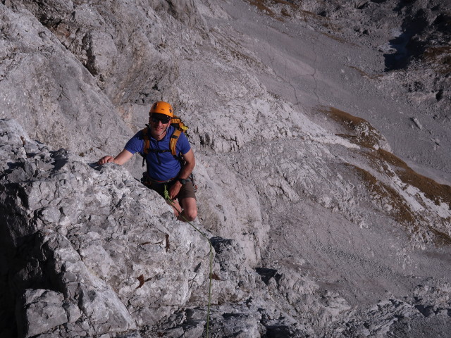 Baumgartnerweg: Herbert in der 2. Seillänge (26. Okt.)