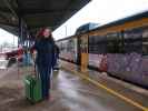 Sabine in der Estacao Ferroviária de Coimbra-B (17. Nov.)