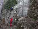 Linker Bergkraxlerwand-Klettersteig: Jörg und Maria im Einstieg