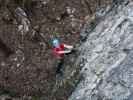 Linker Bergkraxlerwand-Klettersteig: Sabine im Einstieg