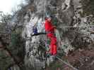 Bergkraxlerwand-Klettersteig: Maria und Jörg auf der Seilbrücke